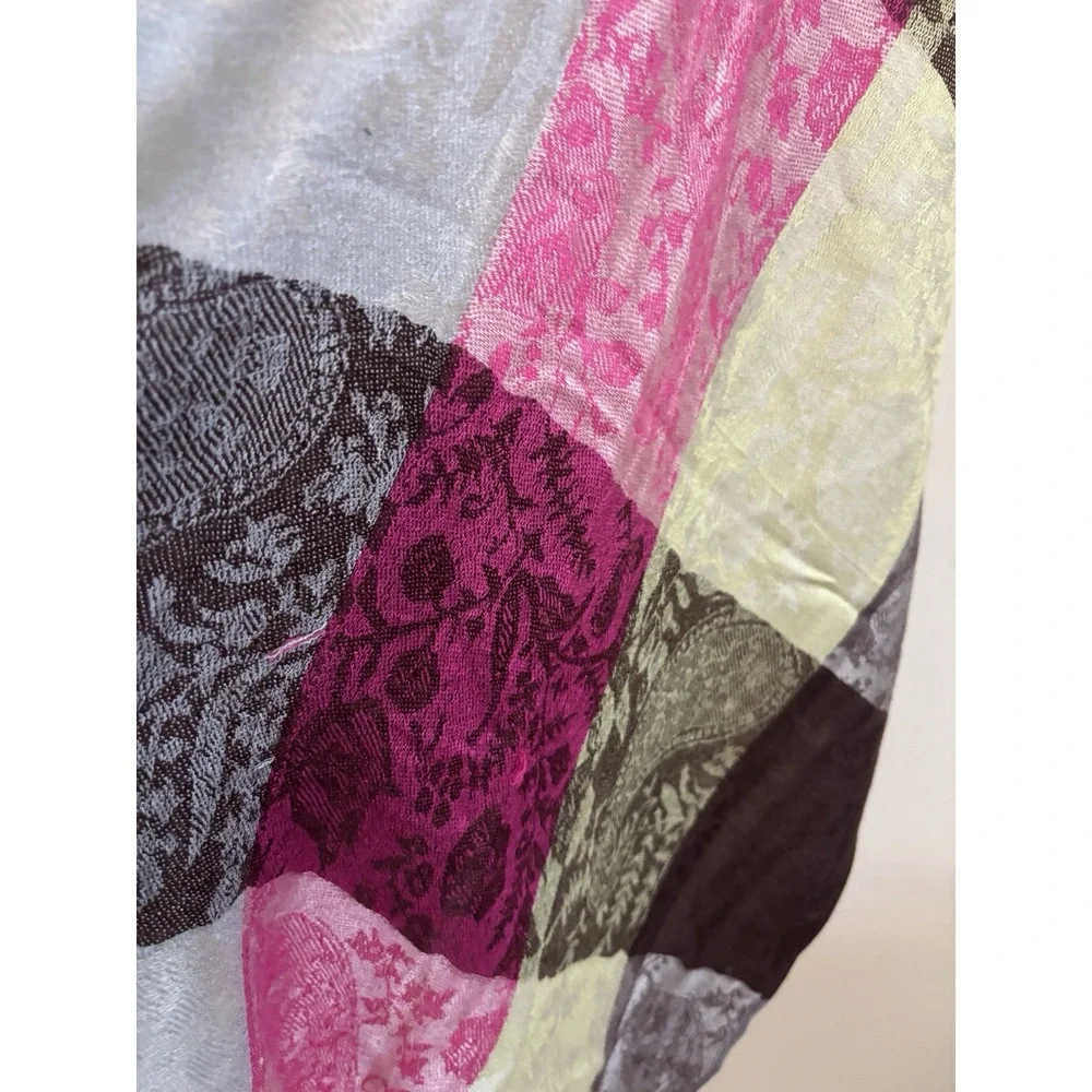 Colorful Plaid Pashmina Shawl Scarf Wrap‎ Fringe Y2K Vibe Brown Pink Green Silk